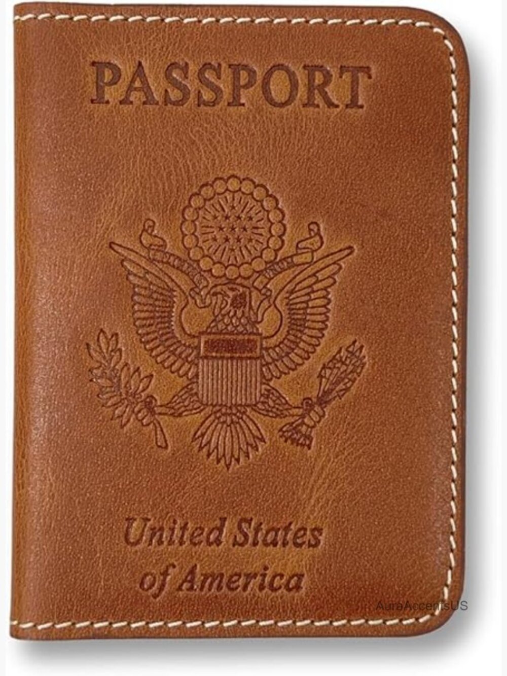 Premium Leather Passport Holder Travel Protector US Seal Card Slots